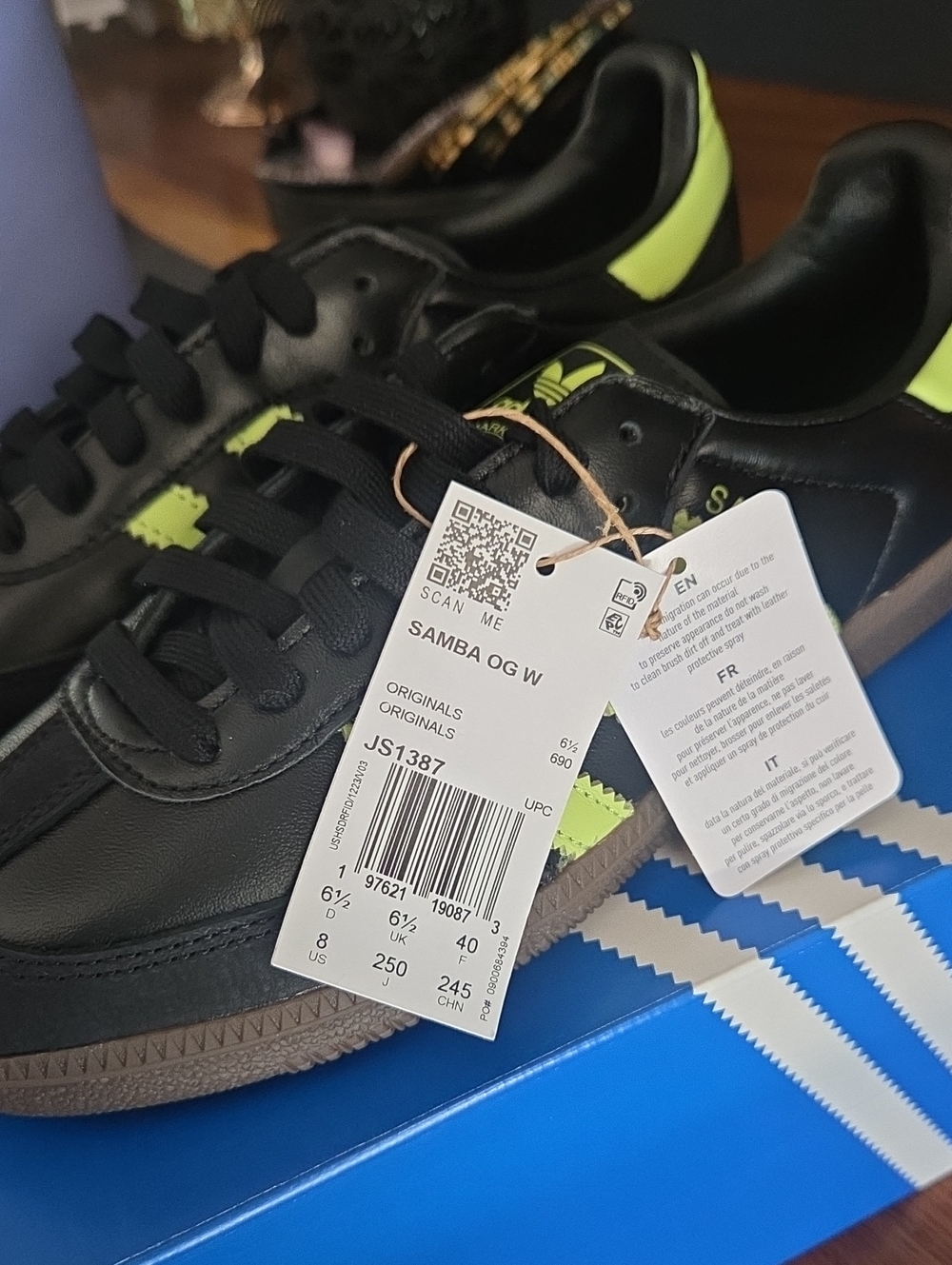 Adidas Black & Green Samba OG Women's Sneaker Size 8 NWT - Picture 5 of 9